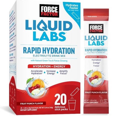 Force Factor Liquid Labs Energy Electrolyte Powder, Hydration Powder