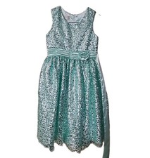 Girl's American Princess Sleeveless Teal Sequin Dress Size 12