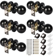 Belle Vous 5pk Round Matte Black Keyless Door Locks Stainless Steel Non-locking