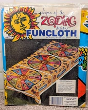 NIP Vintage Veripretty Signs of the Zodiac Funcloth Plastic Tablecloth 76" x 42"