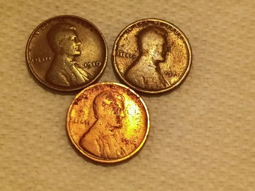 Lincoln penny lot. 1910, 1911 and 1912. Good filler coins.