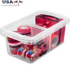 Adjustable Divided Storage Bins Stackable Organizer Garage Home Use 4 Pack