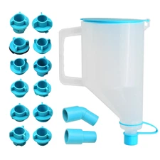 15 Pcs Oil Funnel Kit, 1.5-Quart No-Spill Funnel with 14 Blue Adapters for Multi