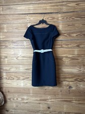 Tahari women’s work black short sleeve dress belted white size 6