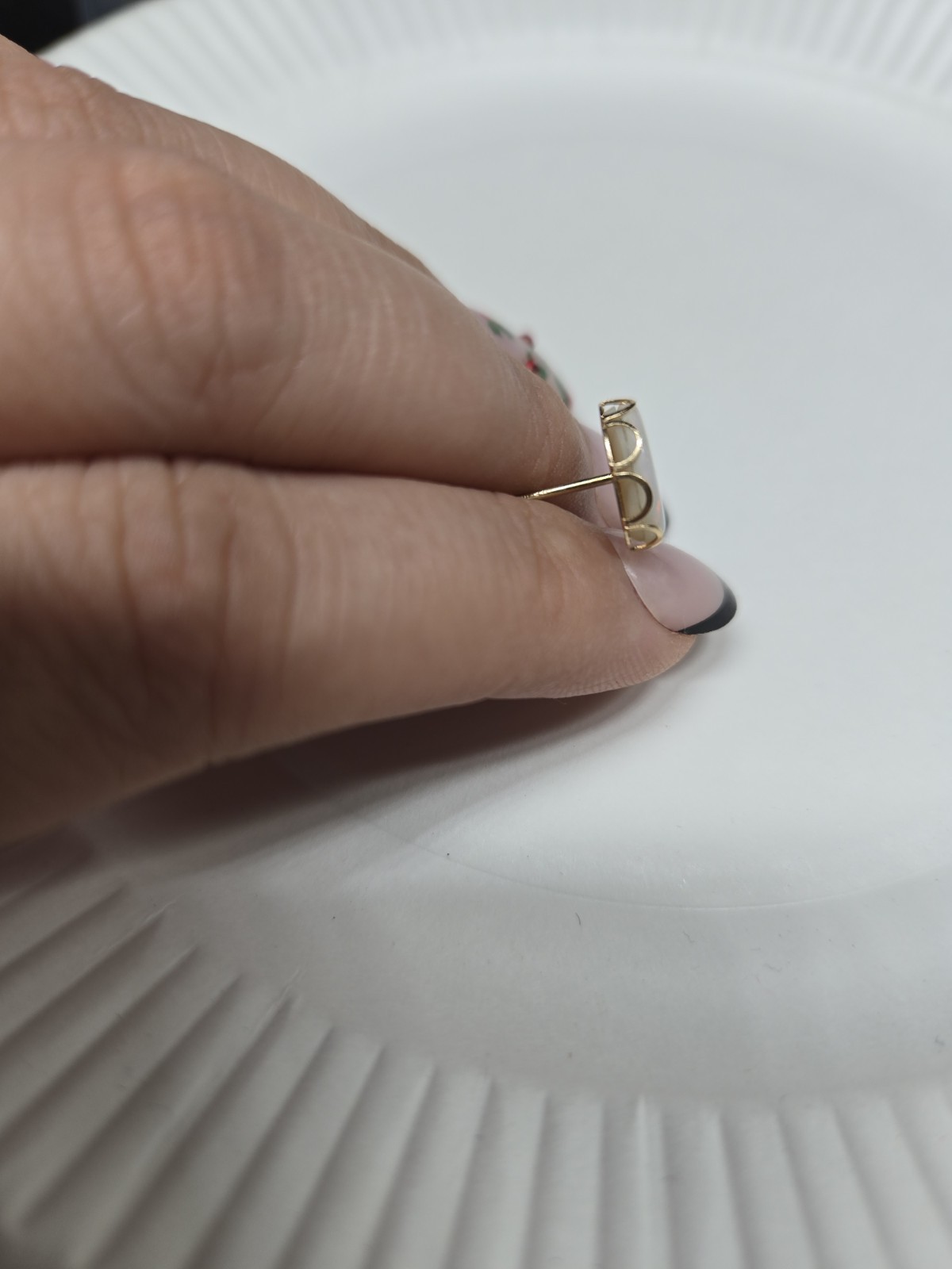 14k Solid Yellow Gold Single Stud Earring Opal Do… - image 13