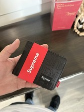 Supreme Black Logo Bifold Wallet Card Holder Folding Credit Card