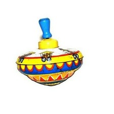 Vintage Tin Spinning Top with Wood Handle by Ohio Art Fully Working