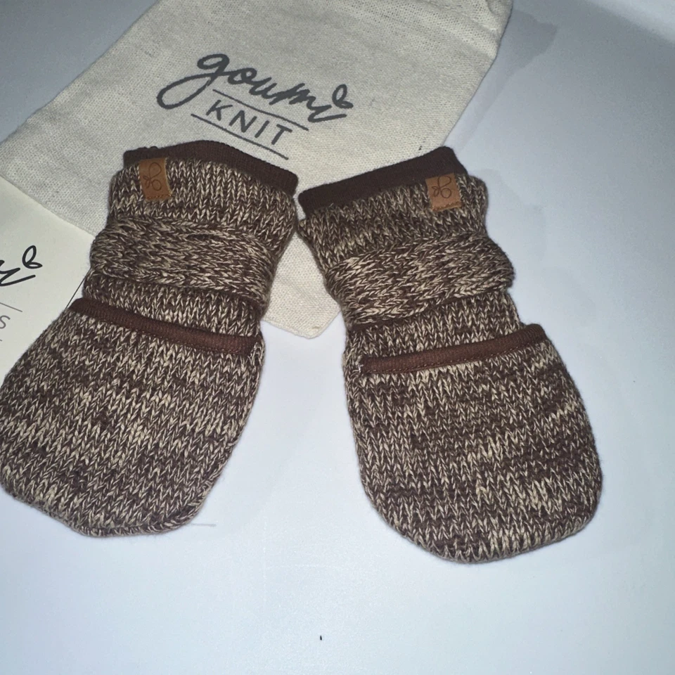 Guantes para bebé Goumi tejidos de algodón orgánico 3/6 meses marrón tostado Foto 2 de 3