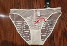 NWT WACOAL SHEER MESH  EMBROIDERY BIKINI PANTIES IVORY 108008 VAM XL