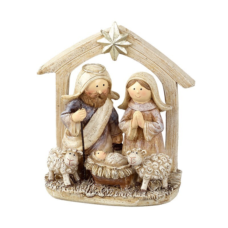 Ceramic Nativity Stable Scene Standing Ornament by Heaven Sends