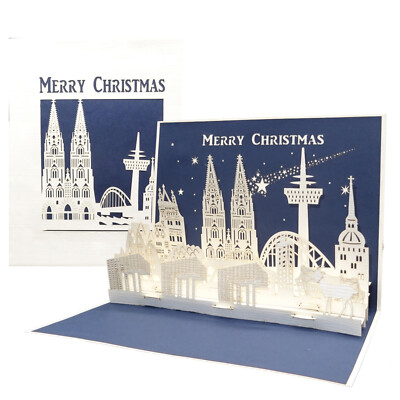 3D Karte ''Köln Panorama - Merry Christmas'' Weihnachtskarte &  Domstadt Souvenir