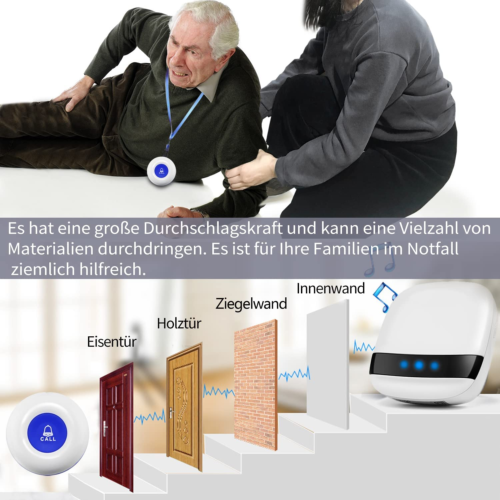 LIOTOIN Notrufknopf Für Senioren Notruf Alarm Knopf Kabellose Hausnotruf Seniore - Bild 5 von 12