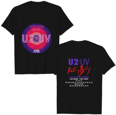 U2 Las Vegas Ultraviolet Sphere 2023 Double-Sided Heavyweight T-Shirt