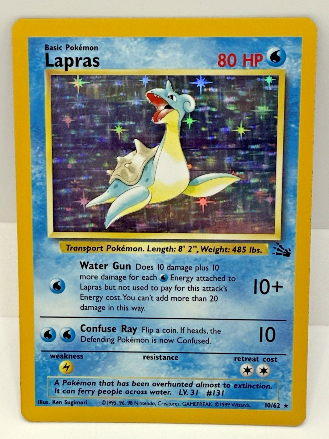 Lapras 10/62 Fossil Set Rare Holo Pokemon Card 1999 WOTC
