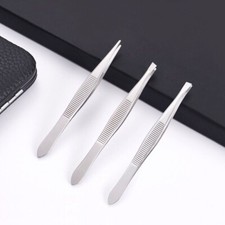 NEW 3pcs Stainless Steel Slant Tip Tweezer Precision Eyebrow Hair Remover Tools