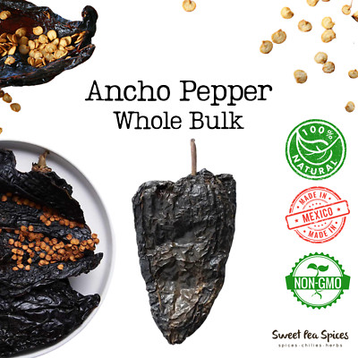 Ancho Chile Dried 1 lb - Chile de Ancho - Dried Poblano Pepper  - Tamales, Mole