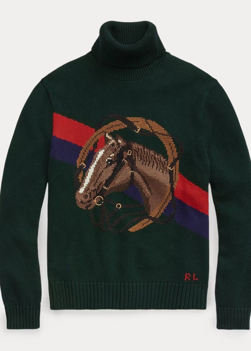 ニット/セーター Ralph Lauren - Ralph Lauren horse knit. NWT Polo Ralph Lauren Green HORSE-HEAD EQUESTRIAN Cotton