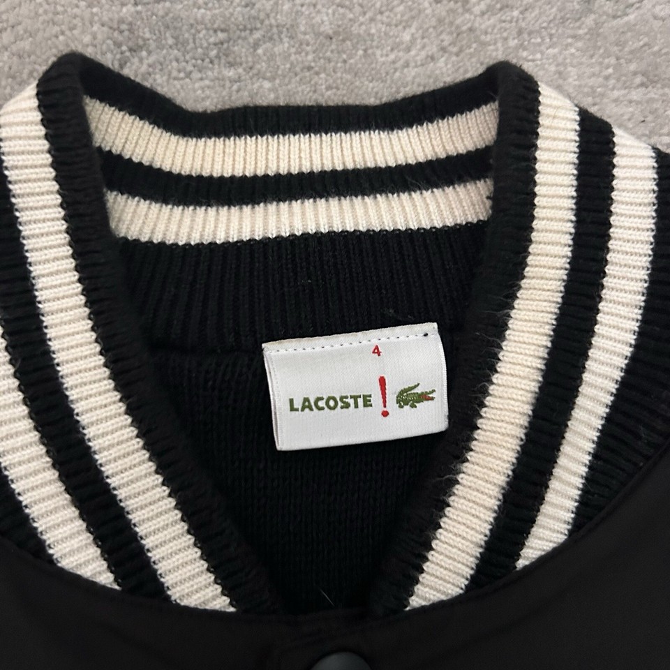 Lacoste Chenille Patch Logo Varsity Bomber Jacket MEDIUM (4) Mens