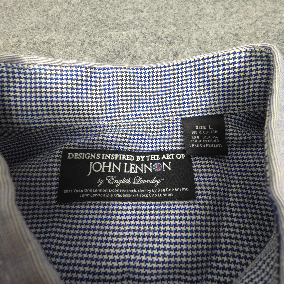 John Lennon Shirt Men LARGE Blue English Laundry Long Sleeve Button up Size L - image 2 of 4