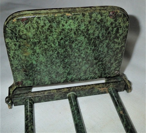 ANTIQUE BRADLEY & HUBBARD FROG SKIN GREEN VERDE BRONZE BOOK RACK SLIDE BOOKENDS - Picture 3 of 9