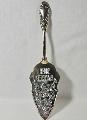 Merry Christmas Silver Plated Cake Pie Server by International Silver Co.