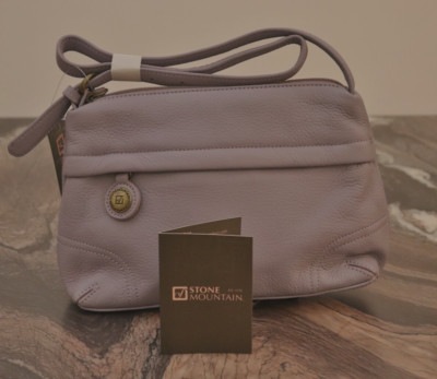 Stone Mountain Orchid Leather Zip Top Midi Shoulder Bag NWT