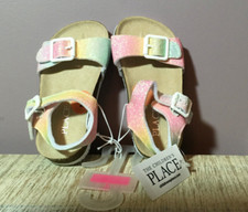 NWT The Children's Place Rainbow Sparkle Glitter Toddler Girls Sandals Size 7