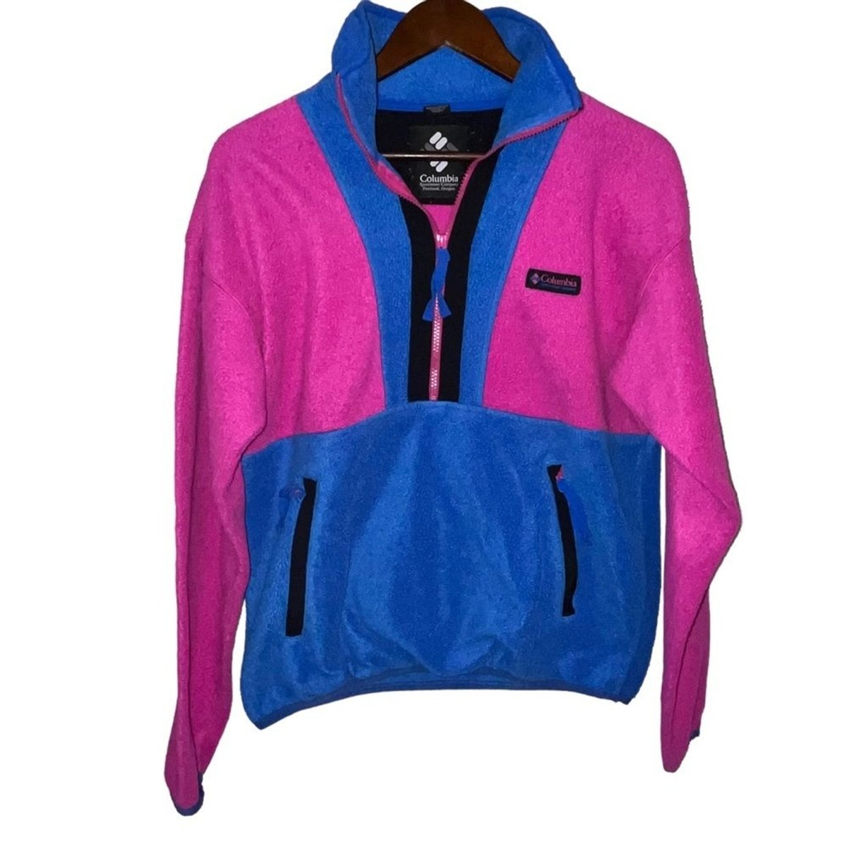 Columbia Women's Vintage Pink Blue 1/2 Zip Pullover Fleece Jacket