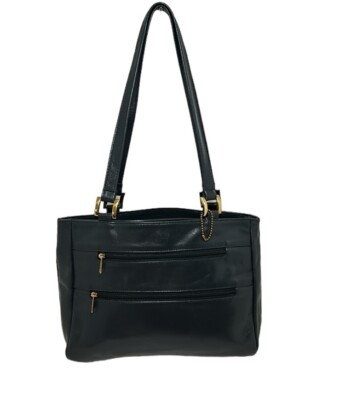 SAS Vintage Made USA Black Pebble Finish Leather Shoulder Bag