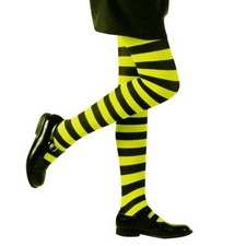 KINDER RINGEL STRUMPFHOSE # Halloween Grün Schwarz gestreifte Hexen Kostüm Party