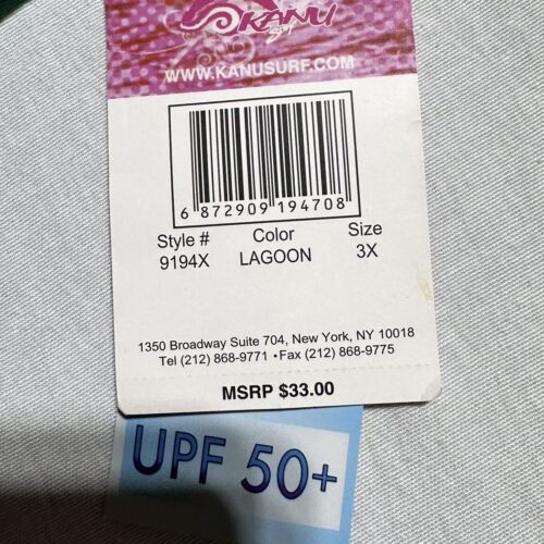 Kanu Surf Women's Swim Top UPF 50+ Active Rashguard & Workout Lagoon Size 3X NWT - Picture 2 of 11