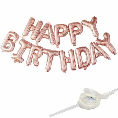 16" Happy Birthday Foil Balloons Bunting Banner Party Decor Rose Gold Garland UK - Picture 8 of 24