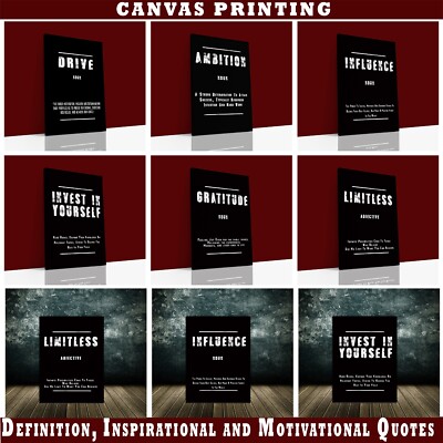 DRIVE, AMBITION, LIMITLESS, Motivational Quotes, PORTRAIT Wall Art Canvas