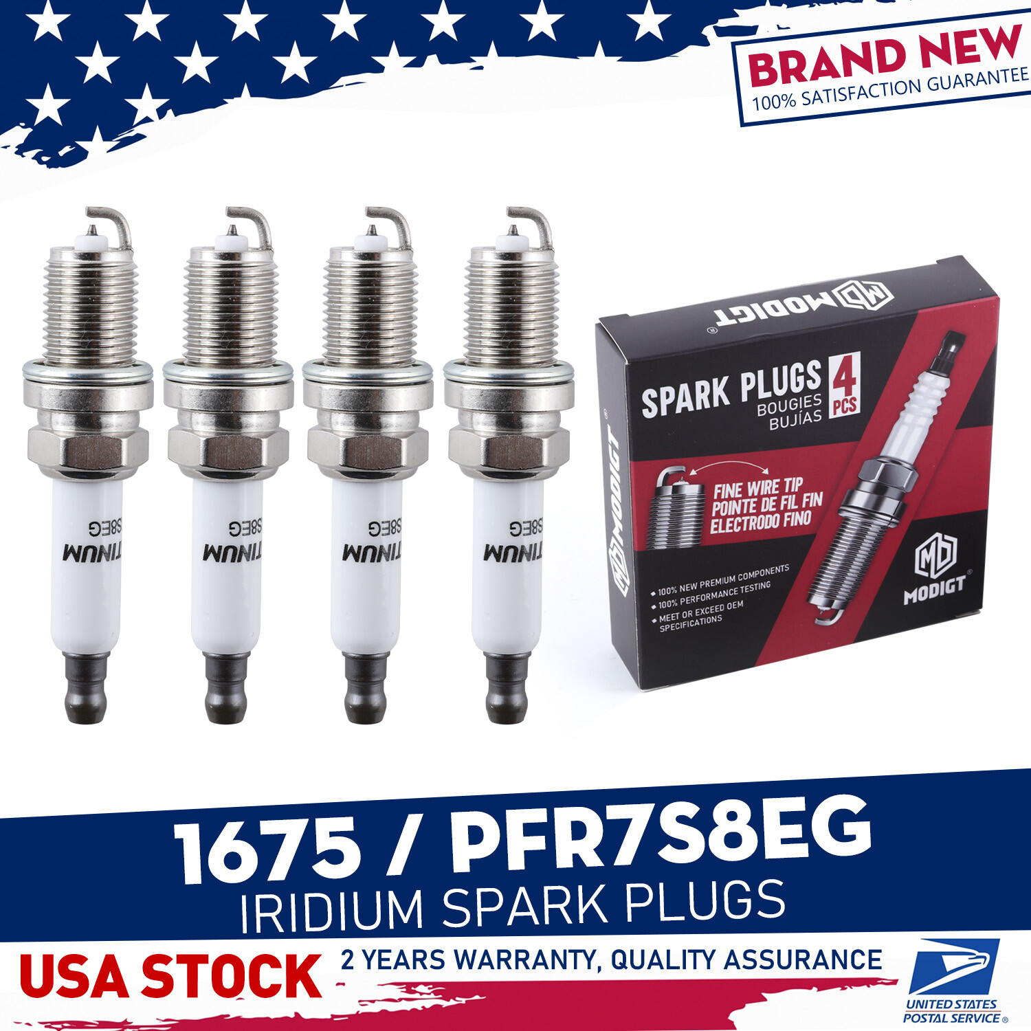 4PCS 06H905601A PFR7S8EG Premium Spark Plugs For VW Passat Golf Jetta Audi A4 A5