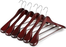 Wide Shoulder Wooden Hangers, Suit Hangers with Non Slip Pants Bar  360  Swivel