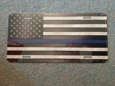USA 50 Star Thin Blue Line Police Aluminum License Plate LP-7902 USA Made