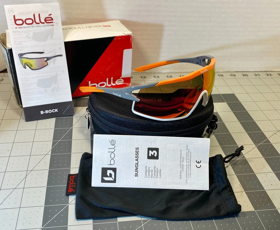 Gafas de sol BOLLÉ® B-ROCK 12519 protectoras para hombre, marco gris fresco, lentes marrón fuego