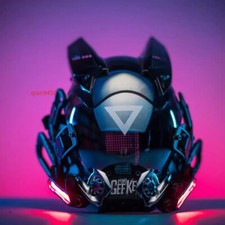 Cyberpunk Luminous Mask Mechanical Helmet Custom Pattern LED Screen Cool Cosplay