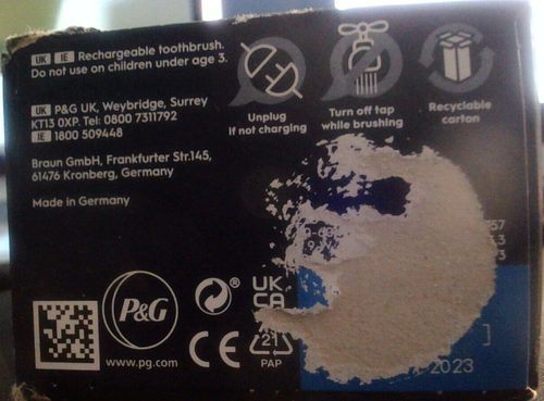 Braun: Oral-B Pro Series 1 Rechargeable Electric Toothbrush. Black. New.Box wear - Picture 7 of 9