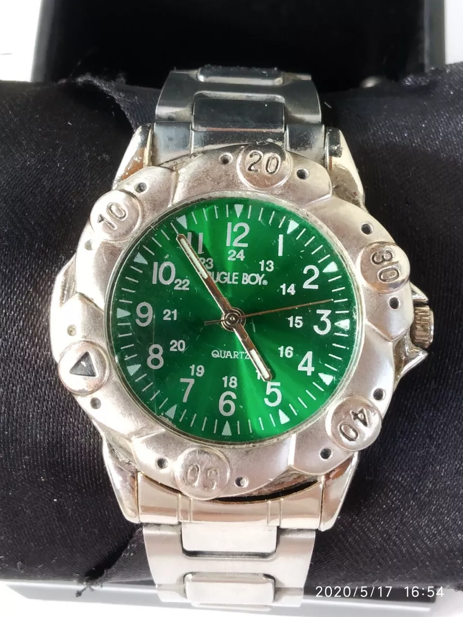 Bugle Boy round stainless steel sports men s quartz watch