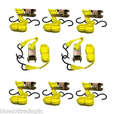 BLUEDOT TRADING 8 Ratchet Tie Down Straps Nylon 13 Ft x 1 inch Duty Buckle Series