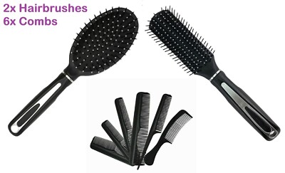 3er Pack Schwarz Profi, Oval Haarbürsten & Kämme Set für alle Haartypen