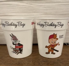 Bugs Bunny 50th Promotional Cups Happy Birthday Ziploc Warner Bros 2 Cups 1989