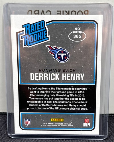 Derrick Henry 2016 Donruss RATED ROOKIE Rc #365 Tennessee Titans - Picture 2 of 2