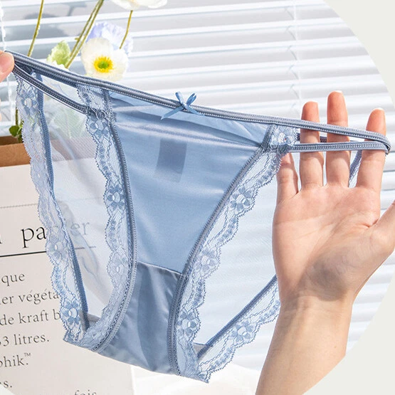 5-Pack Lot Sexy Womens Satin Panties Briefs Sheer Lace String Bikini Underwear - Image 2 of 4