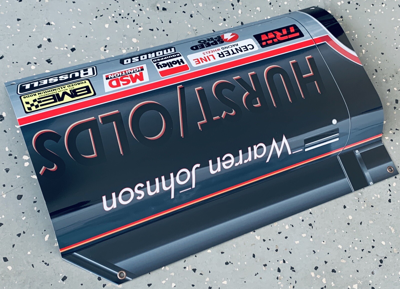 WOW! HURST/OLDS Warren Johnson RACE CAR DRAG RACING Door Curved Sign ...