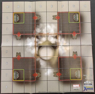 HEROCLIX MAP 2013 Wolverine and the X-Men ROCKET LAUNCH BASE/INNER CIRCLE 8x8