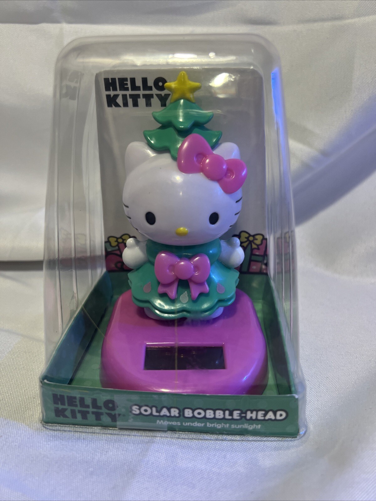 Solar Powered Dancing Bobble Head Toy HELLO KITTY Kawaii Christmas, Open Box