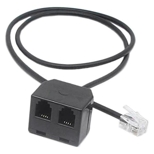 Telephone RJ9 Male to 2 Female 4P4C Connector Adapter Splitter Extension Cable - Afbeelding 7 van 8