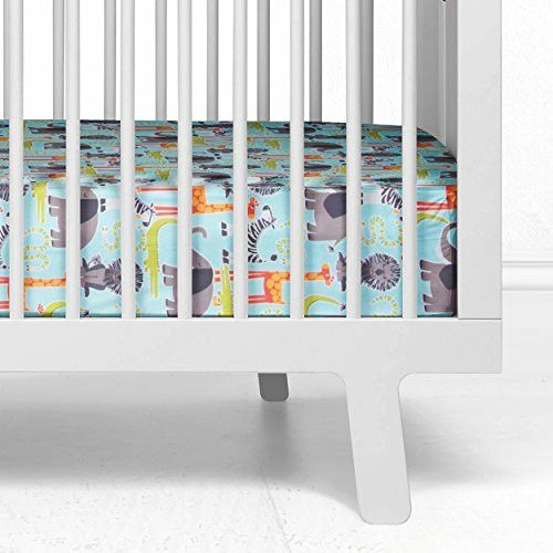 Glenna Jean Crib Fitted Sheet, Jungle Babies, Blue, Mini - Picture 3 of 7